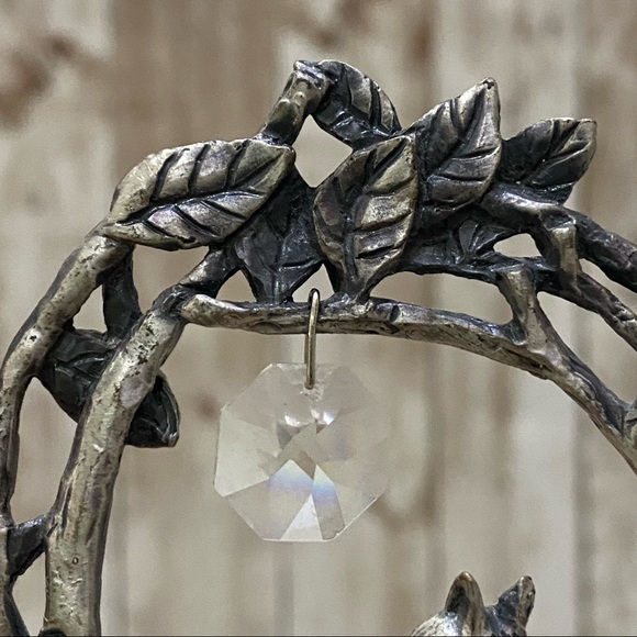 Vintage Pewter Cat catching Crystal Christmas Ornament - Picture 11 of 13